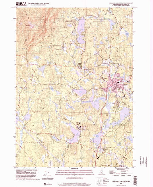 USGS Classic Monadnock Mountain New Hampshire 7.5'x7.5' Topo Map Image