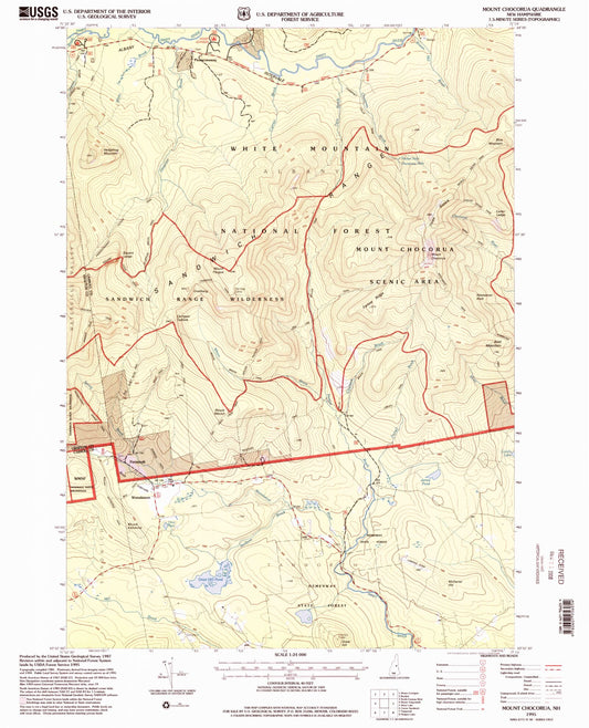 Classic USGS Mount Chocorua New Hampshire 7.5'x7.5' Topo Map Image