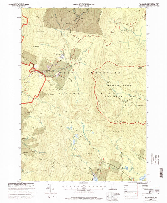 Classic USGS Mount Kineo New Hampshire 7.5'x7.5' Topo Map Image