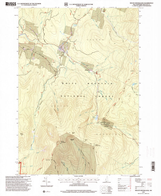 Classic USGS Mount Moosilauke New Hampshire 7.5'x7.5' Topo Map Image