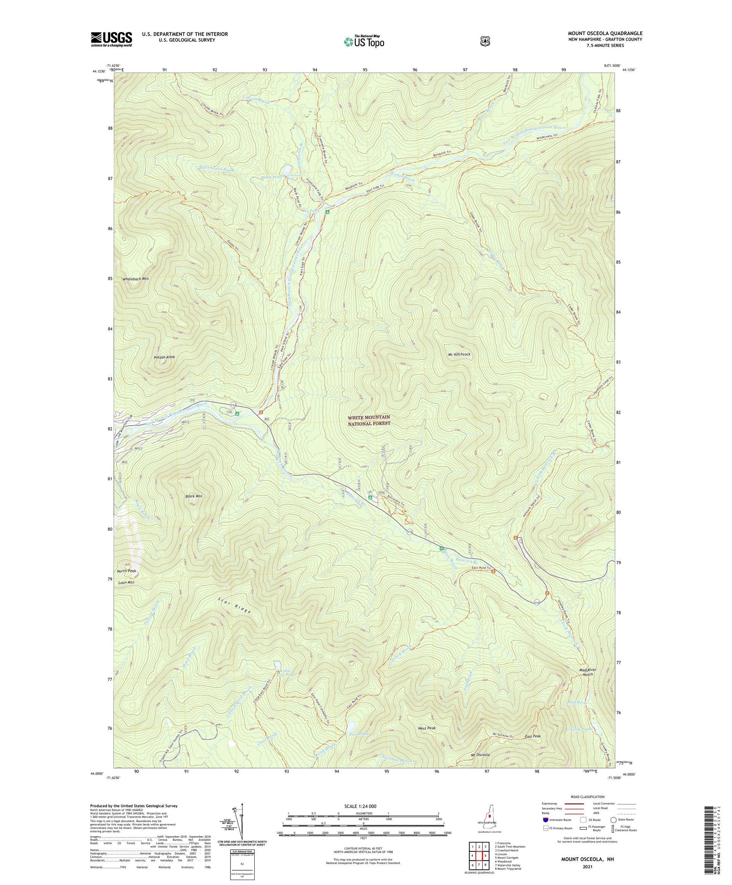 Mount Osceola New Hampshire US Topo Map Image