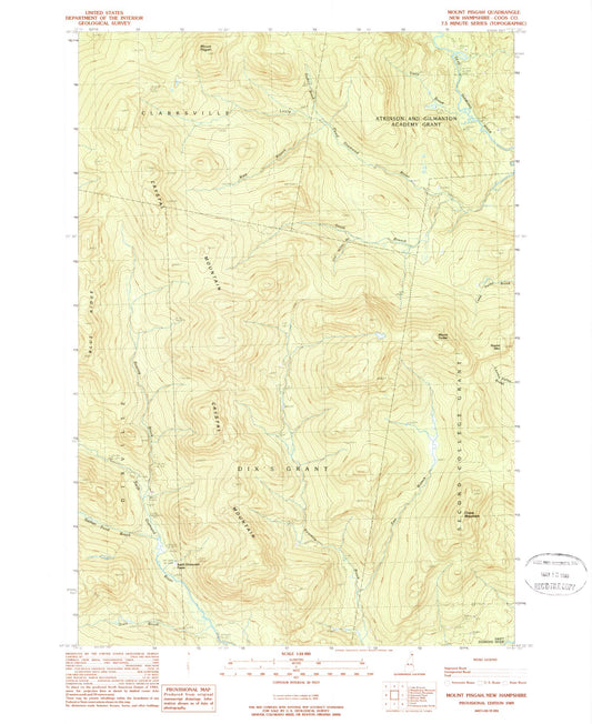 Classic USGS Mount Pisgah New Hampshire 7.5'x7.5' Topo Map Image