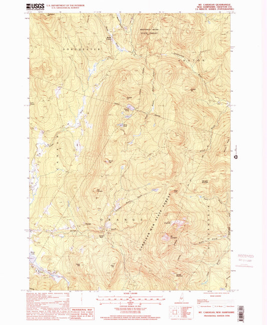 Classic USGS Mount Cardigan New Hampshire 7.5'x7.5' Topo Map Image