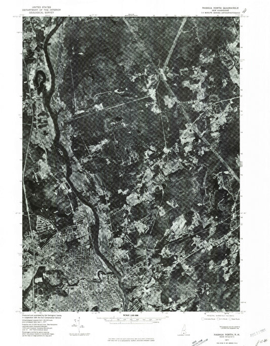 Classic USGS Nashua North New Hampshire 7.5'x7.5' Topo Map Image