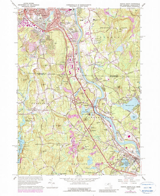 Classic USGS Nashua South New Hampshire 7.5'x7.5' Topo Map Image