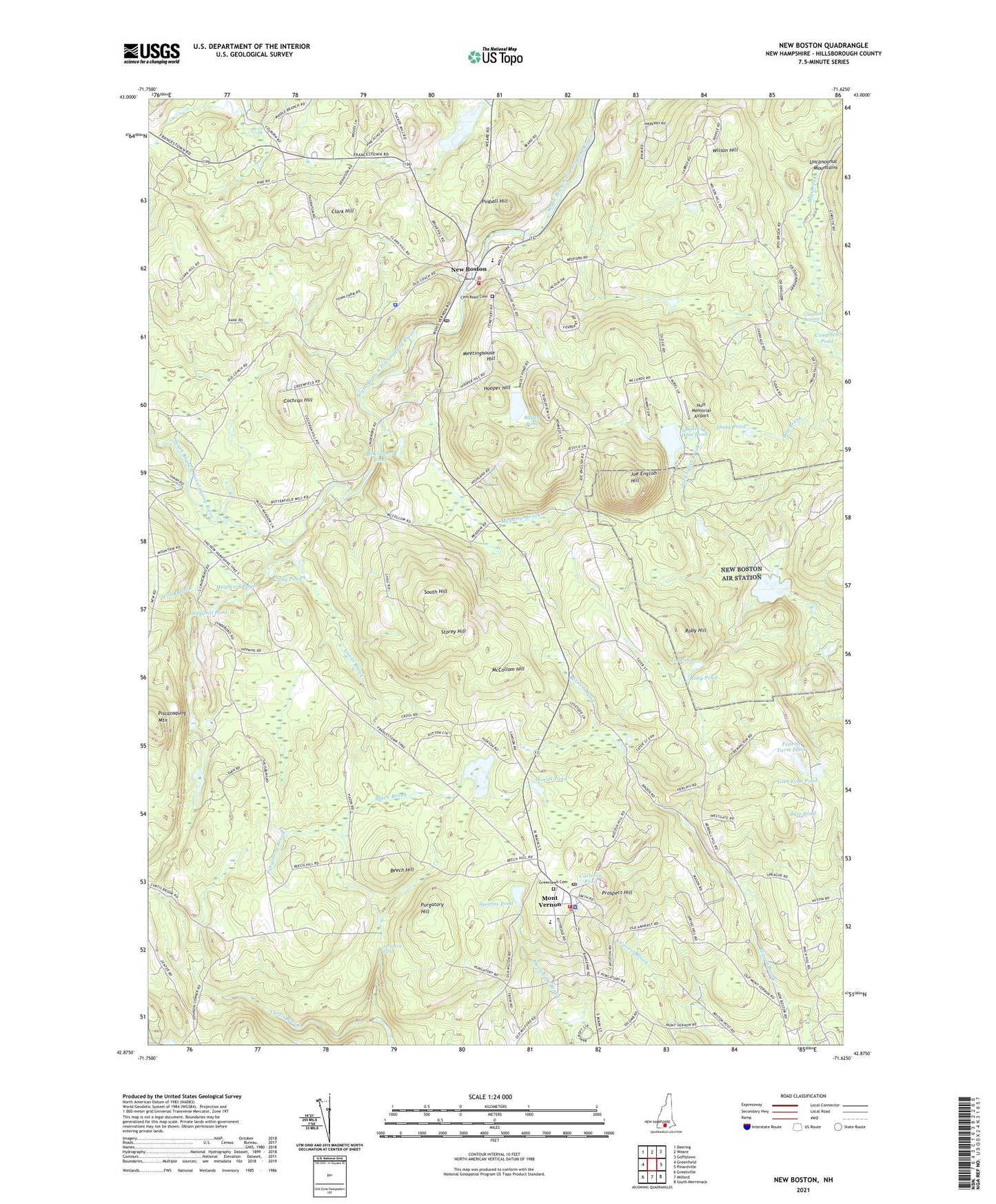 New Boston New Hampshire US Topo Map Image
