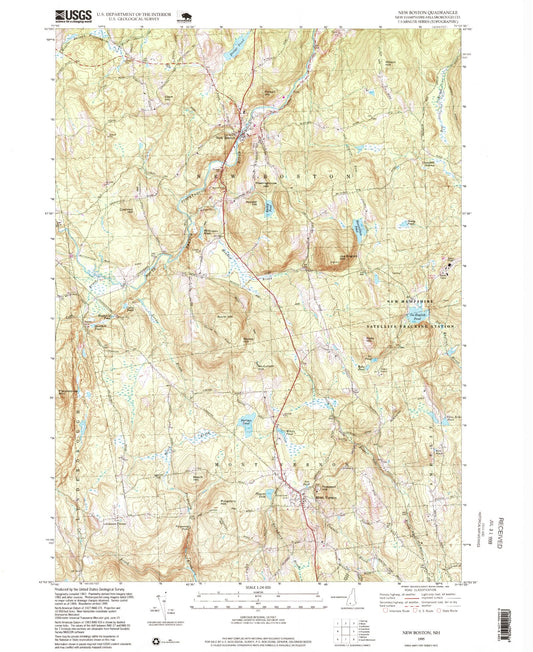 Classic USGS New Boston New Hampshire 7.5'x7.5' Topo Map Image