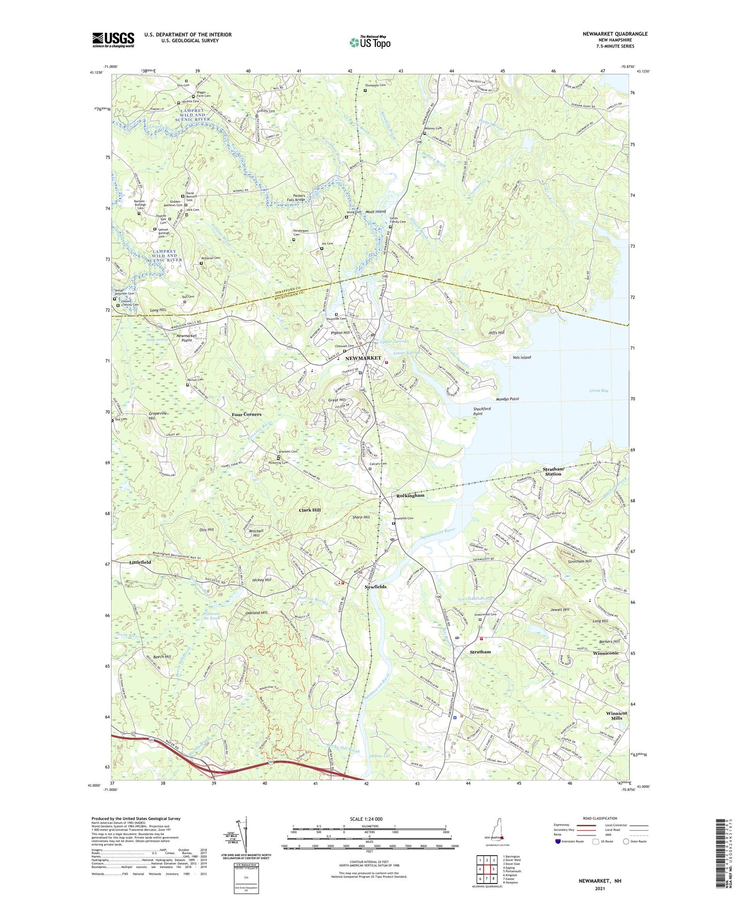 Newmarket New Hampshire US Topo Map Image