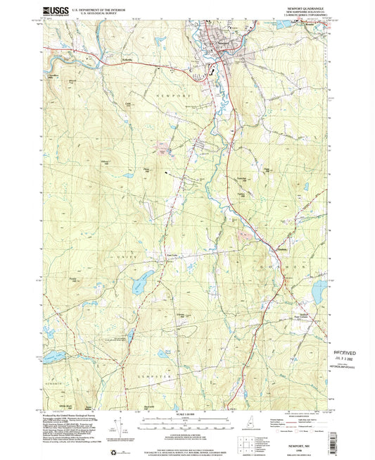 Classic USGS Newport New Hampshire 7.5'x7.5' Topo Map Image
