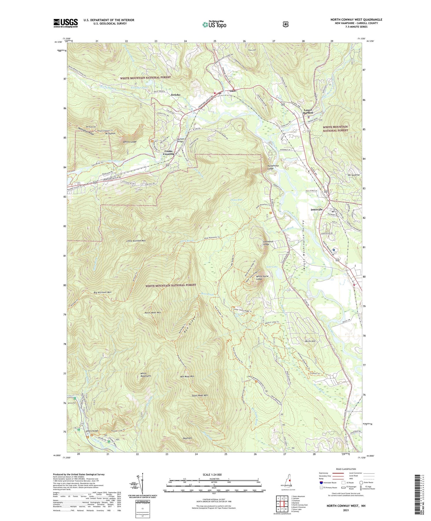 North Conway West New Hampshire US Topo Map Image