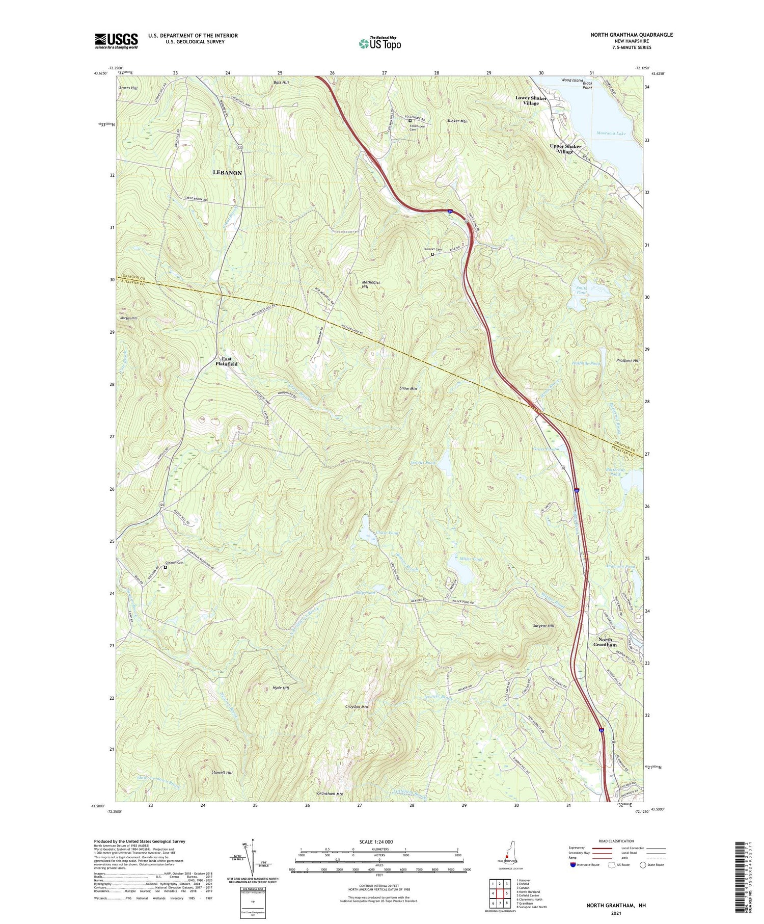 North Grantham New Hampshire US Topo Map Image