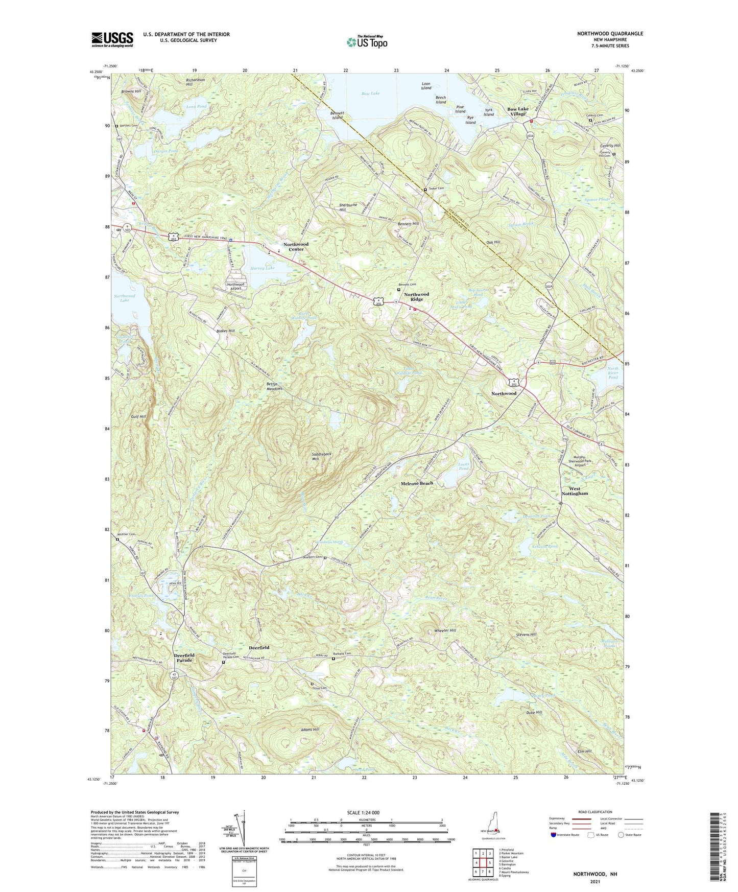 Northwood New Hampshire US Topo Map Image