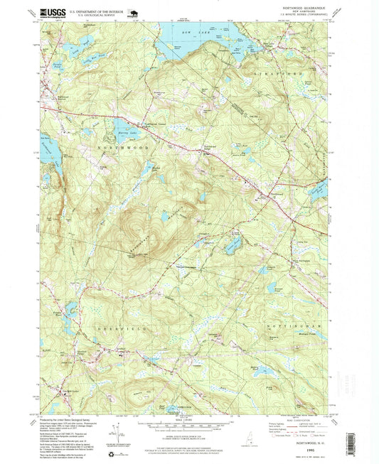 Classic USGS Northwood New Hampshire 7.5'x7.5' Topo Map Image