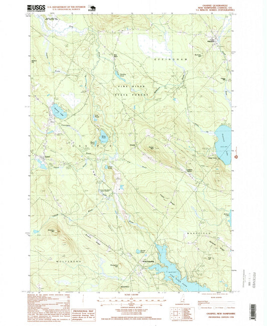 Classic USGS Ossipee New Hampshire 7.5'x7.5' Topo Map Image