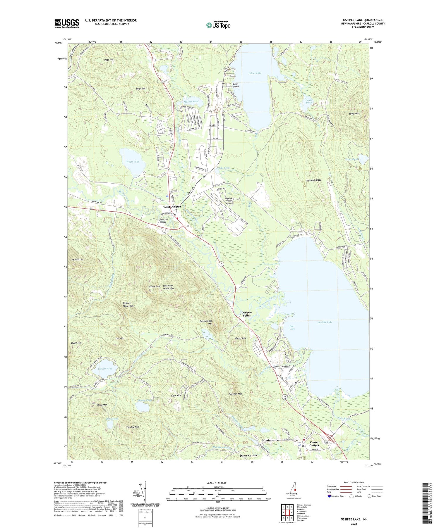 Ossipee Lake New Hampshire US Topo Map Image