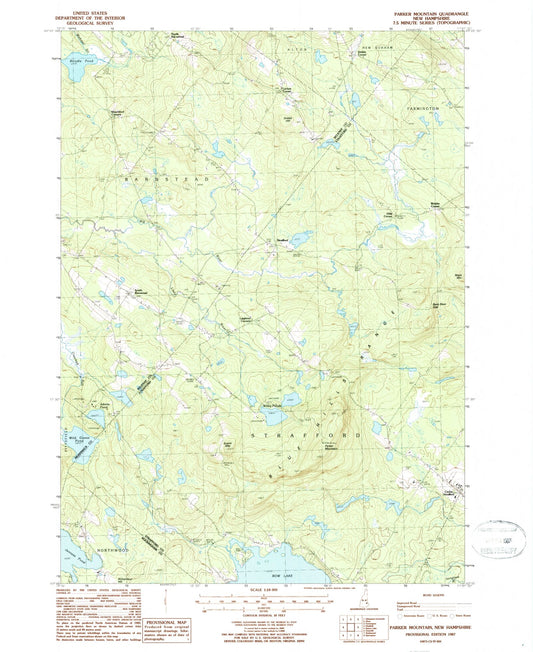 Classic USGS Parker Mountain New Hampshire 7.5'x7.5' Topo Map Image