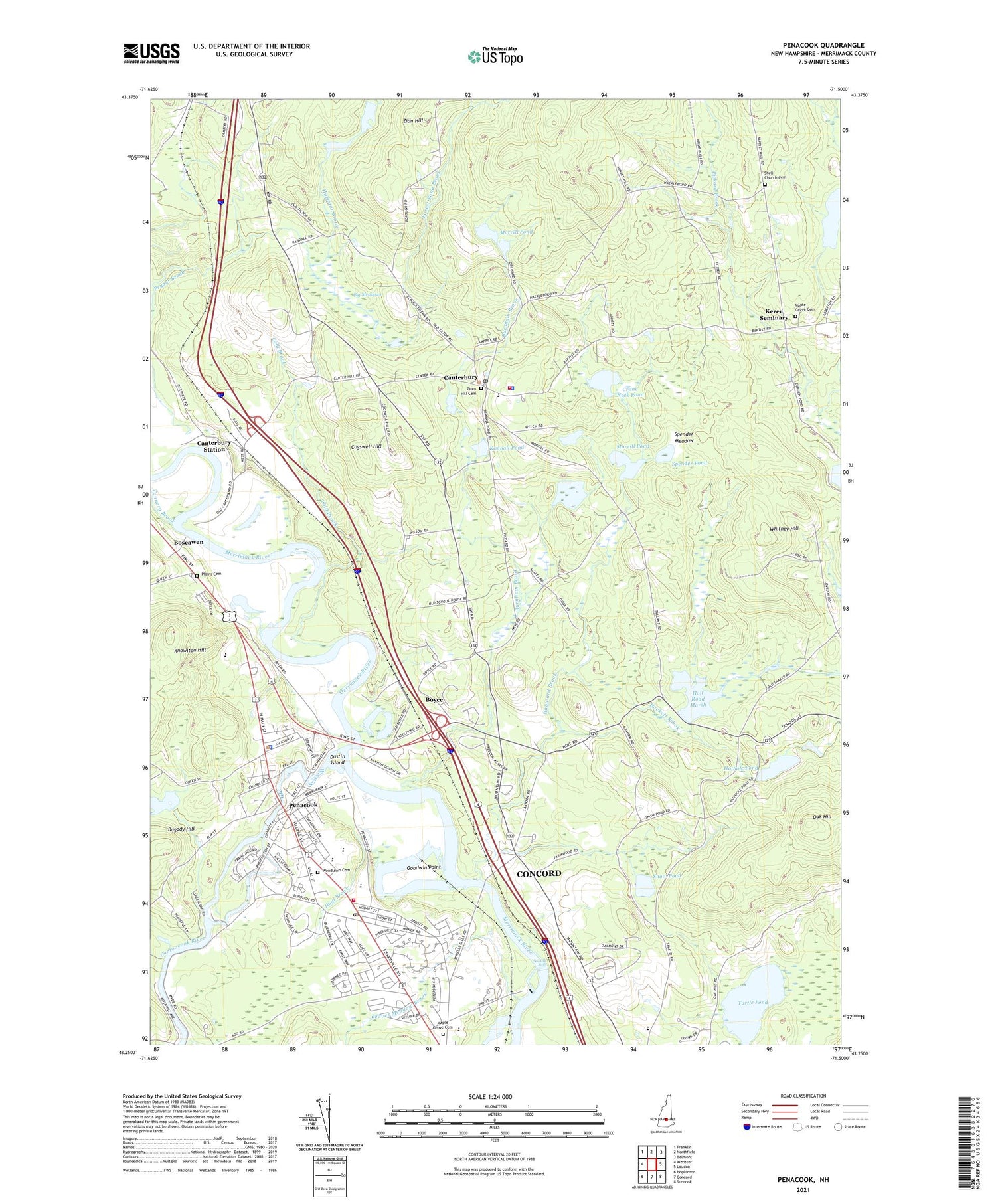 Penacook New Hampshire US Topo Map Image