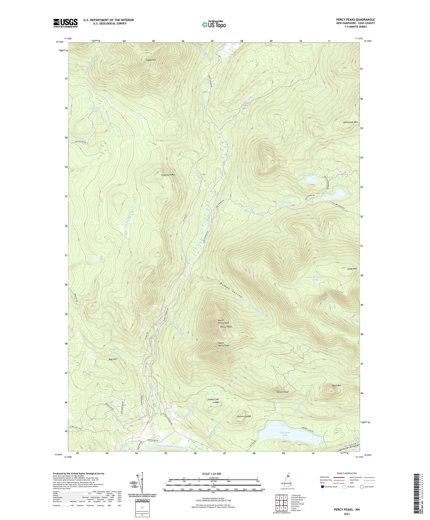 Percy Peaks New Hampshire US Topo Map Image