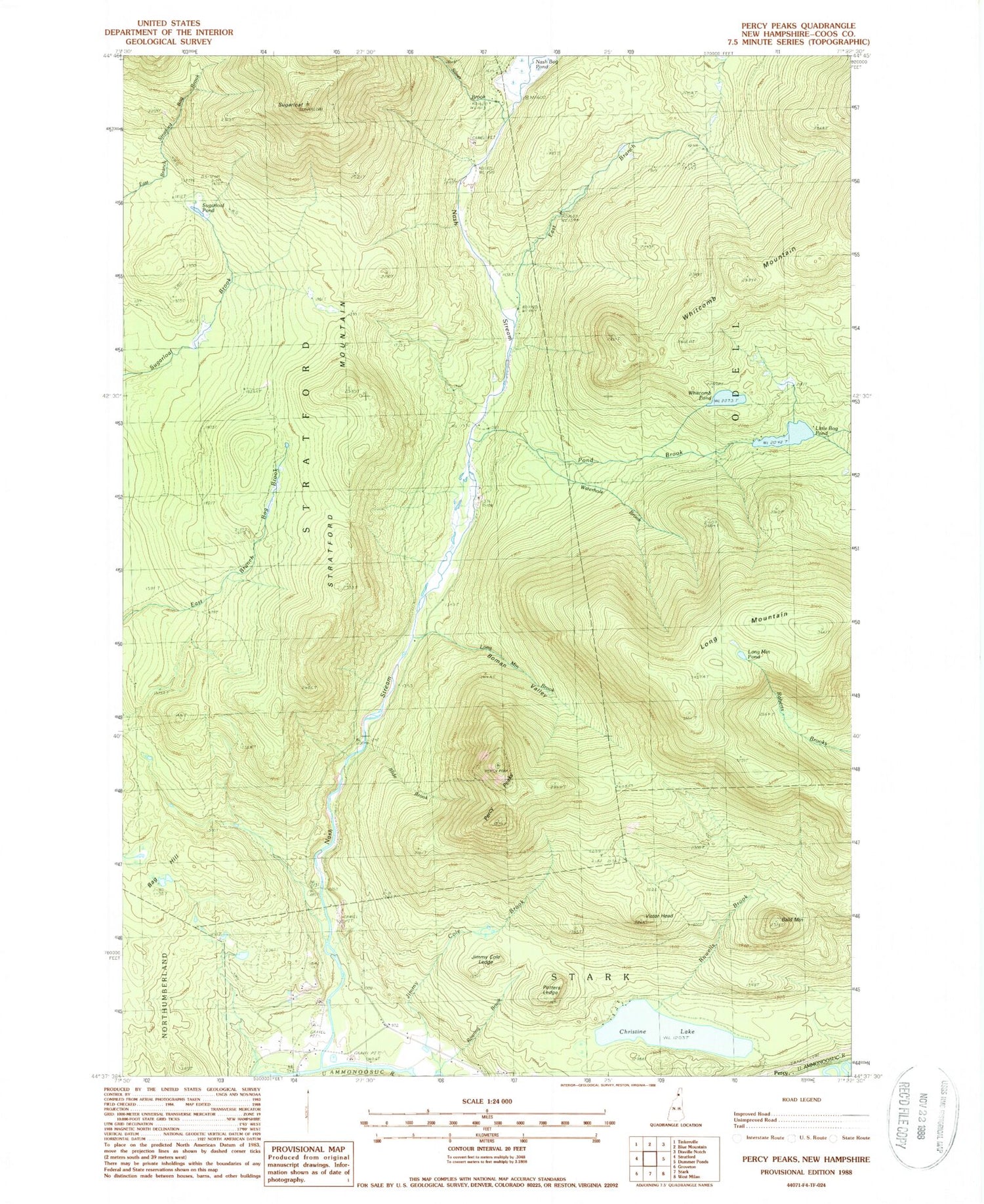 Classic USGS Percy Peaks New Hampshire 7.5'x7.5' Topo Map Image