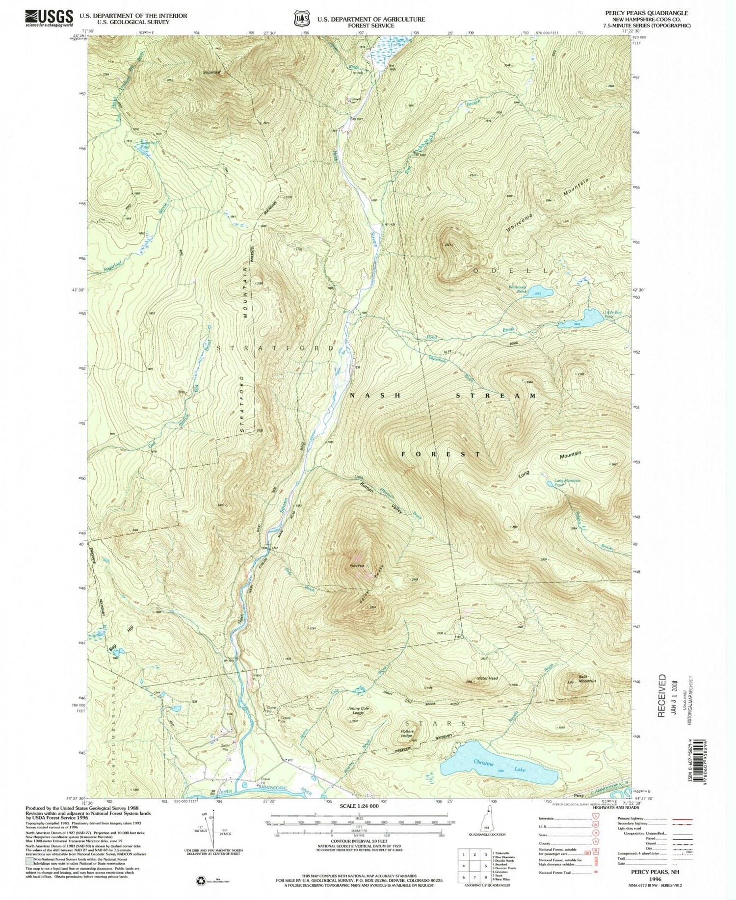 Classic USGS Percy Peaks New Hampshire 7.5'x7.5' Topo Map Image