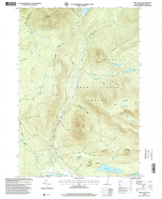 Classic USGS Percy Peaks New Hampshire 7.5'x7.5' Topo Map Image