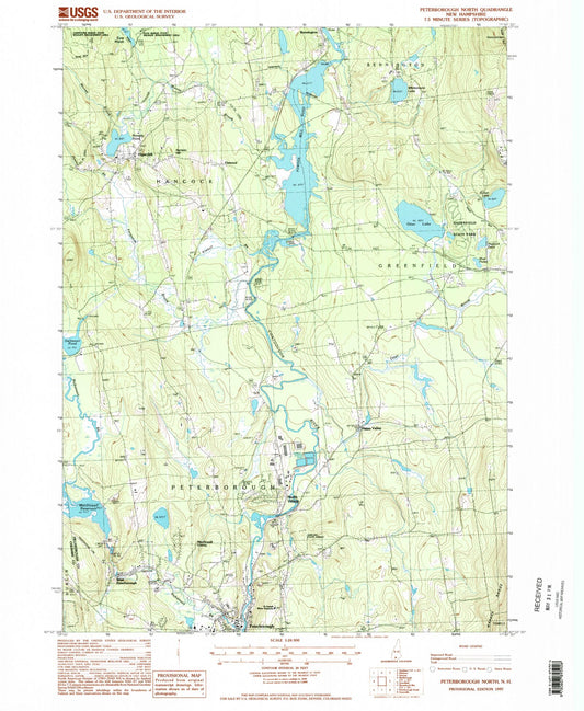 Classic USGS Peterborough North New Hampshire 7.5'x7.5' Topo Map Image
