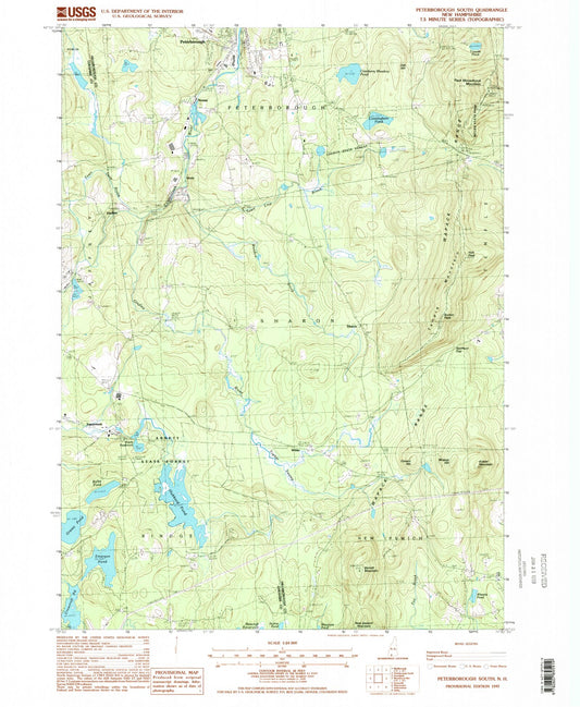 Classic USGS Peterborough South New Hampshire 7.5'x7.5' Topo Map Image