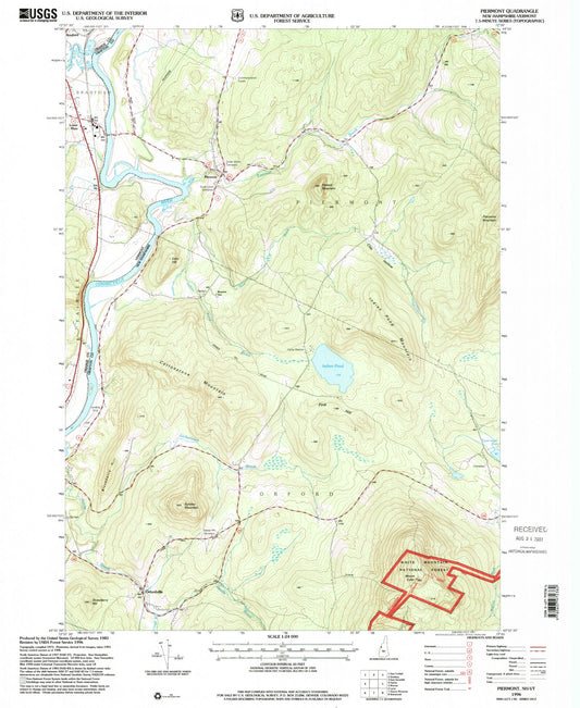 Classic USGS Piermont New Hampshire 7.5'x7.5' Topo Map Image