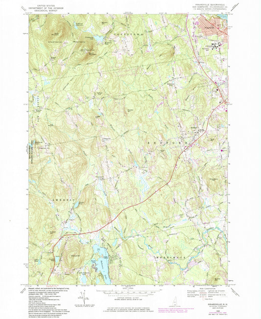 Classic USGS Pinardville New Hampshire 7.5'x7.5' Topo Map Image