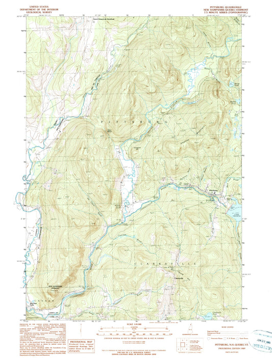 Classic USGS Pittsburg New Hampshire 7.5'x7.5' Topo Map Image