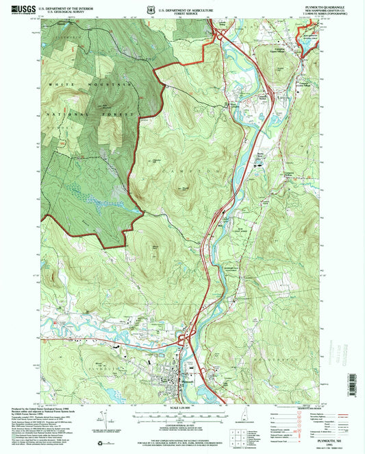 Classic USGS Plymouth New Hampshire 7.5'x7.5' Topo Map Image