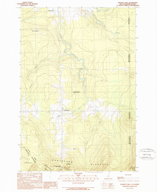 Classic USGS Prospect Hill New Hampshire 7.5'x7.5' Topo Map Image