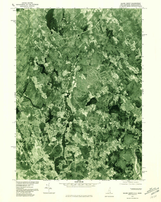 Classic USGS Salem Depot New Hampshire 7.5'x7.5' Topo Map Image