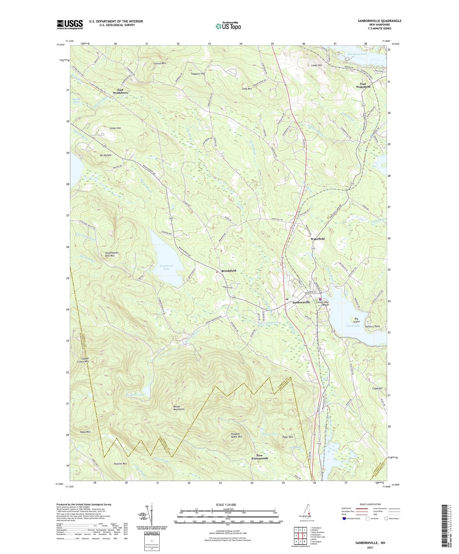 Sanbornville New Hampshire US Topo Map Image