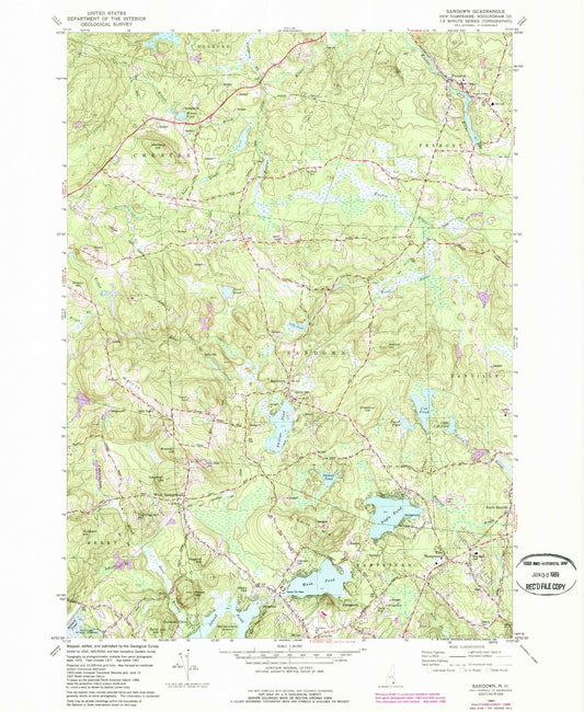 Classic USGS Sandown New Hampshire 7.5'x7.5' Topo Map Image