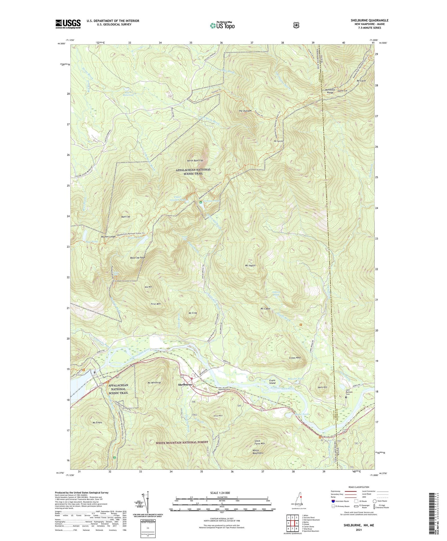 Shelburne New Hampshire US Topo Map Image