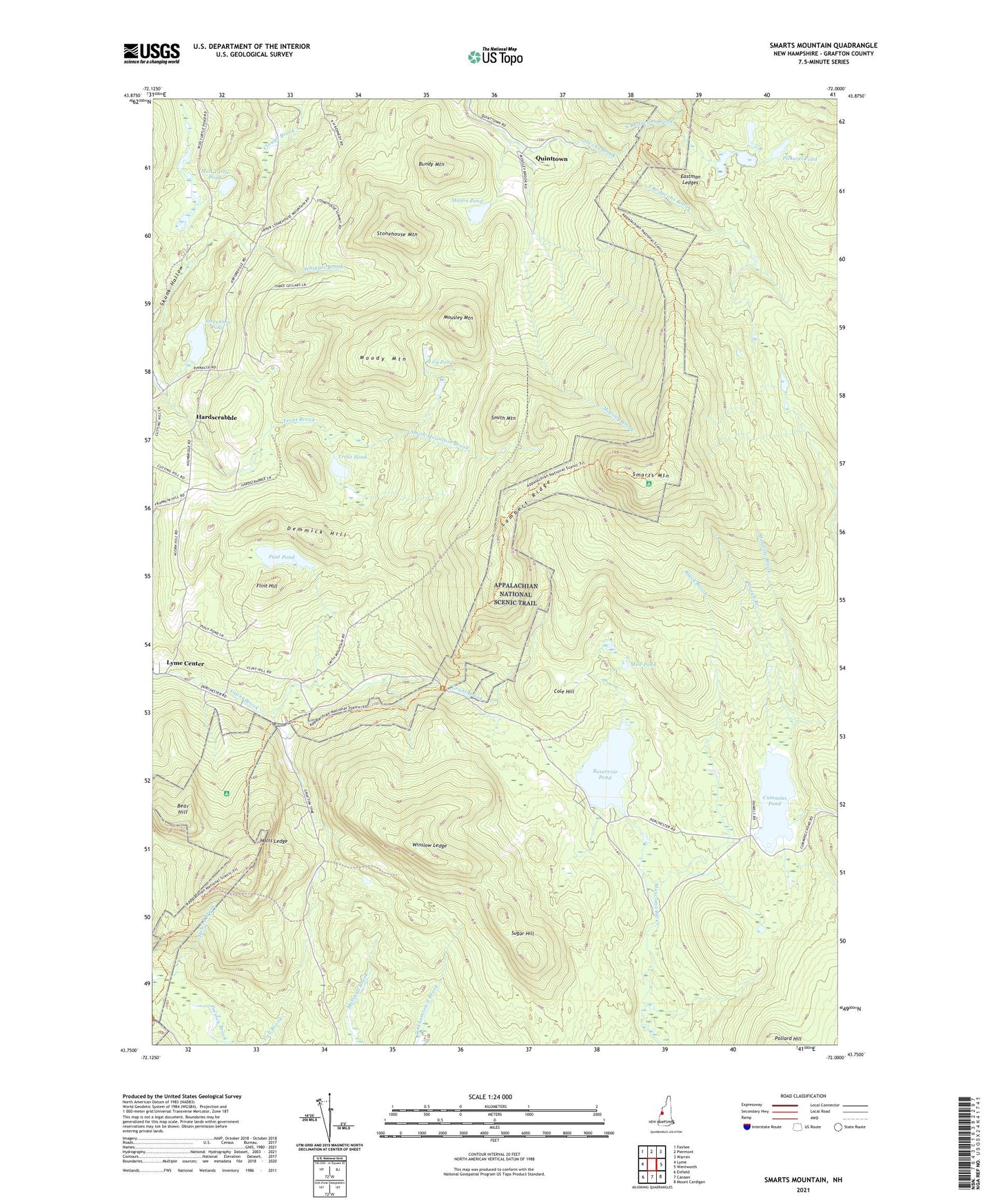 Smarts Mountain New Hampshire US Topo Map Image