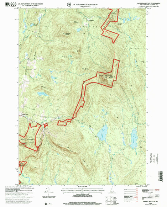 Classic USGS Smarts Mountain New Hampshire 7.5'x7.5' Topo Map Image