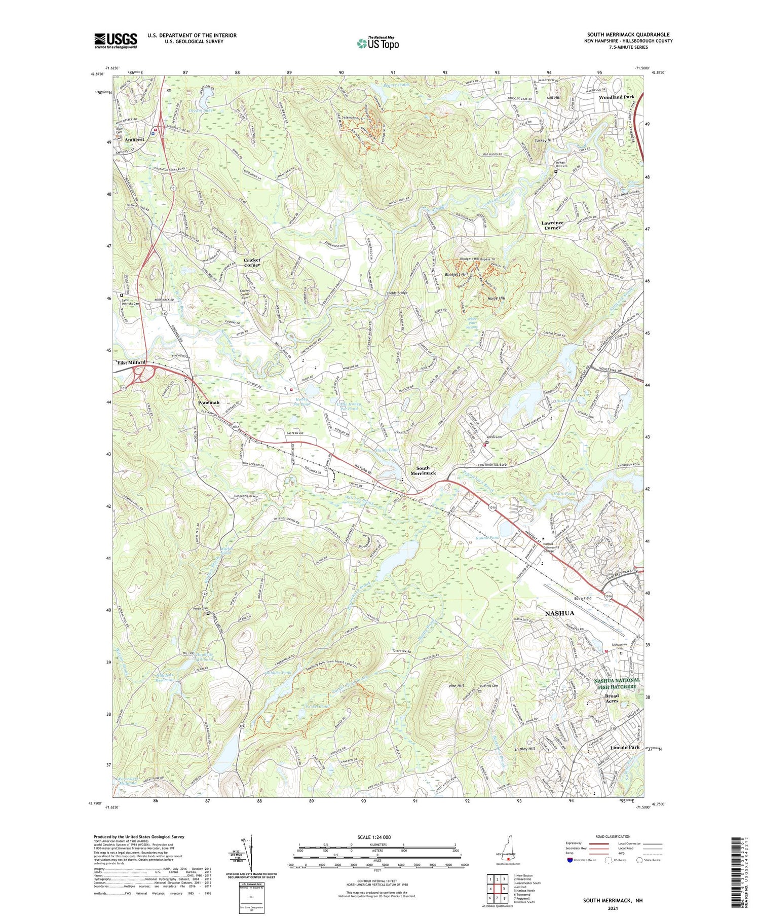 South Merrimack New Hampshire US Topo Map Image