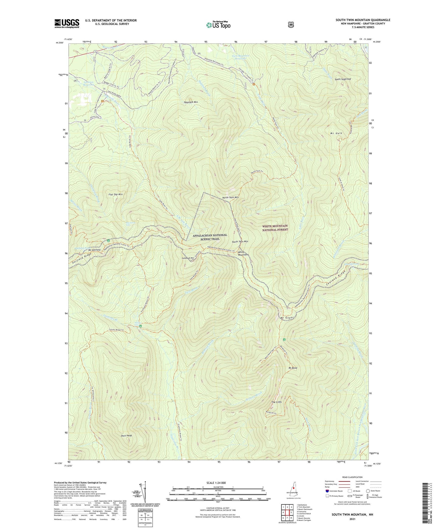 South Twin Mountain New Hampshire US Topo Map Image