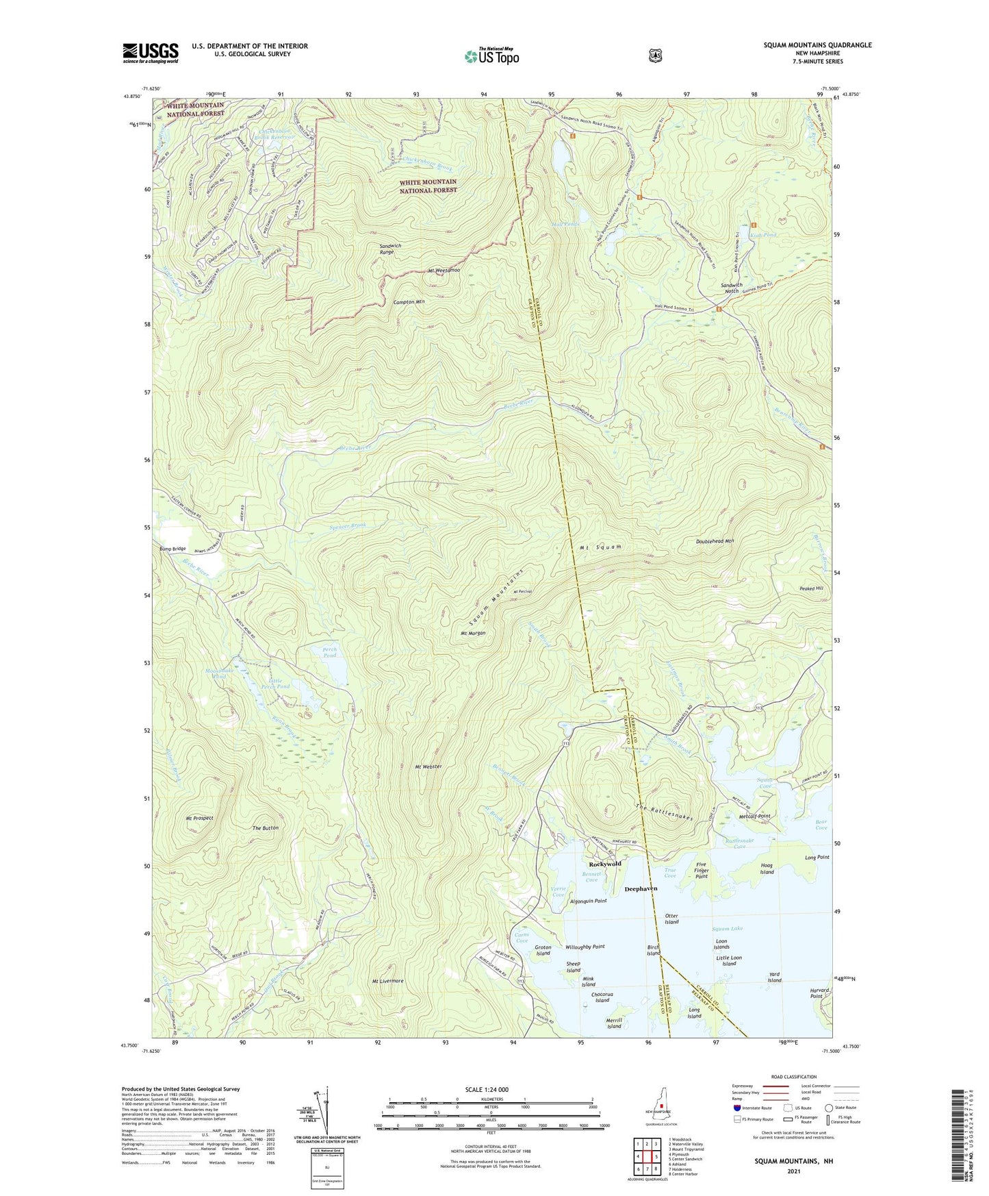 Squam Mountains New Hampshire US Topo Map Image