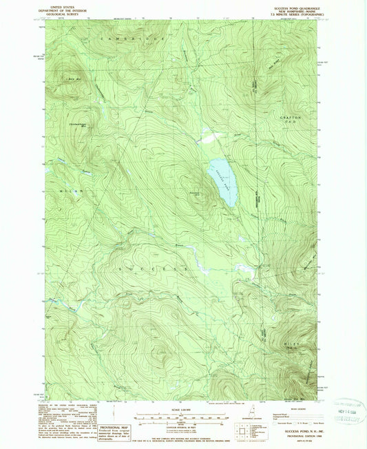 Classic USGS Success Pond New Hampshire 7.5'x7.5' Topo Map Image
