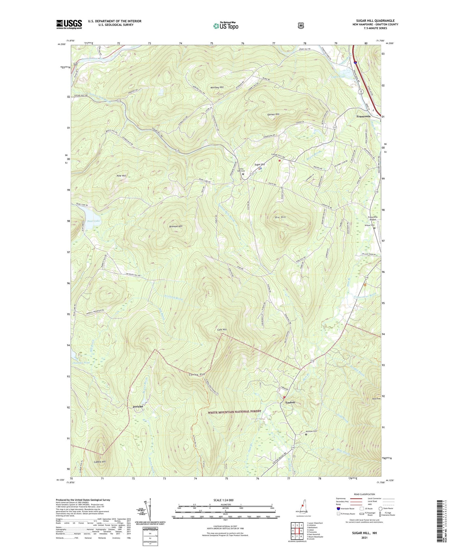 Sugar Hill New Hampshire US Topo Map Image