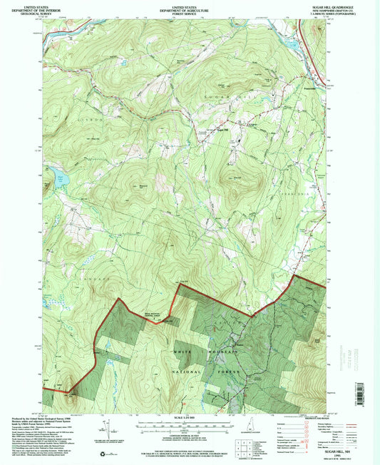 Classic USGS Sugar Hill New Hampshire 7.5'x7.5' Topo Map Image