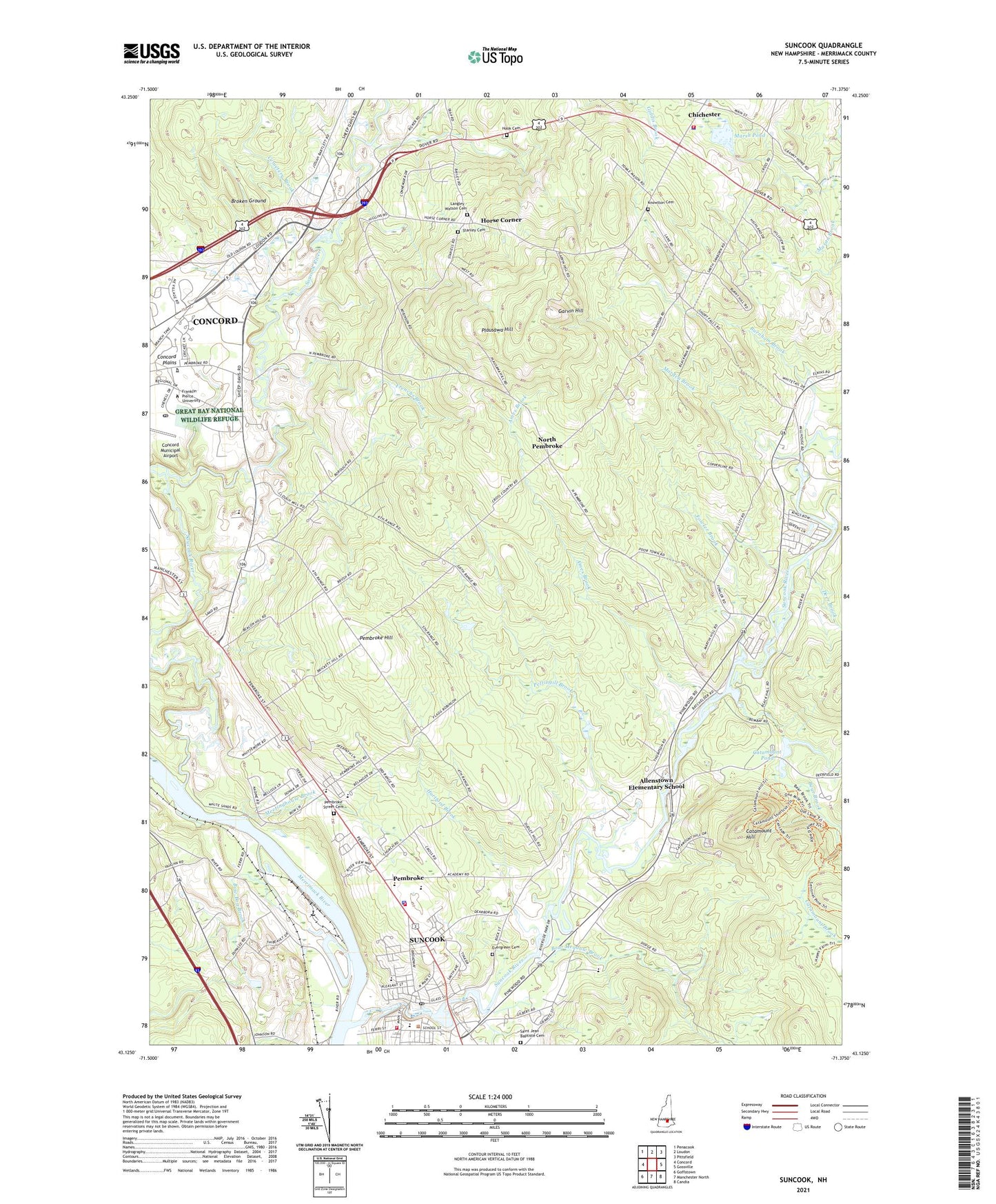 Suncook New Hampshire US Topo Map Image