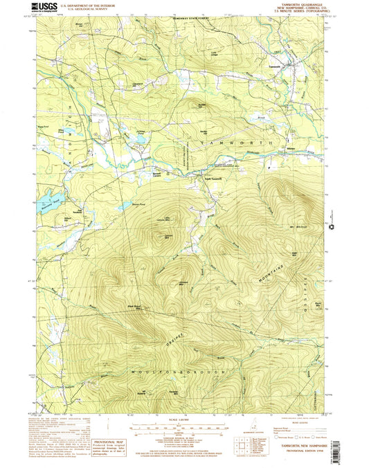 Classic USGS Tamworth New Hampshire 7.5'x7.5' Topo Map Image