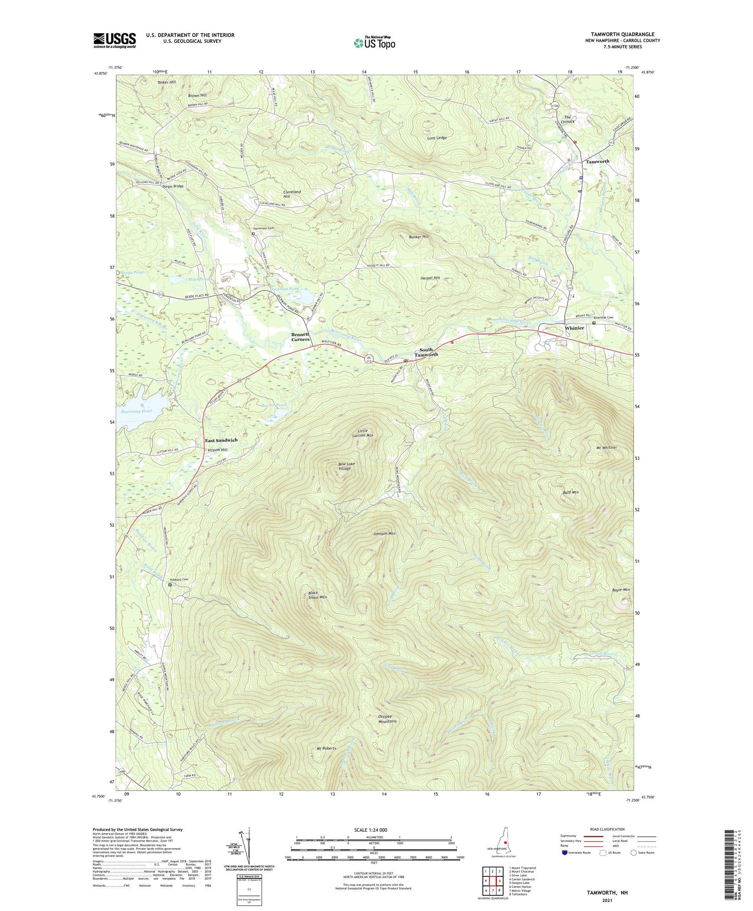 Tamworth New Hampshire US Topo Map Image