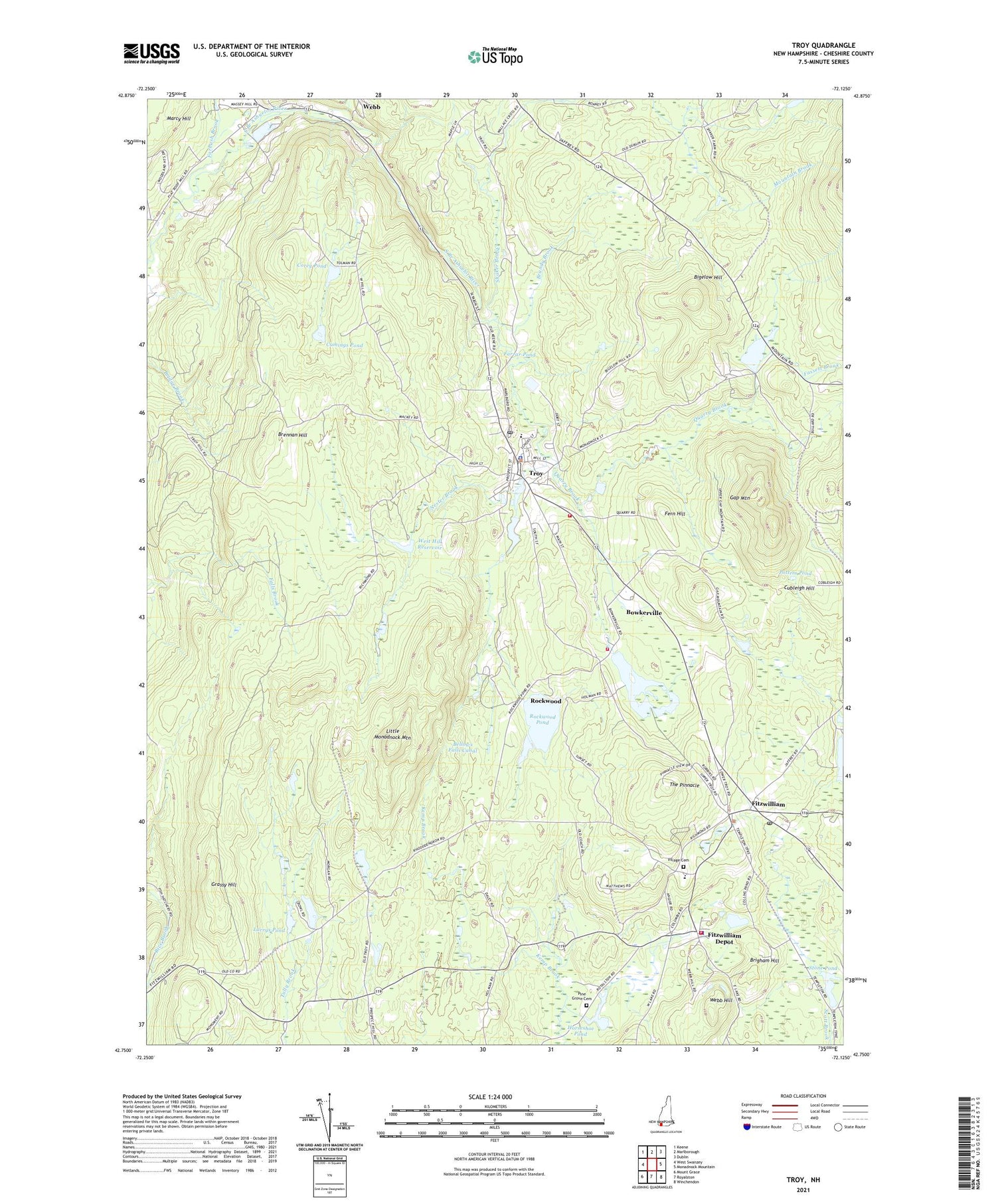 Troy New Hampshire US Topo Map Image