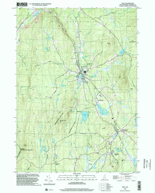 Classic USGS Troy New Hampshire 7.5'x7.5' Topo Map Image