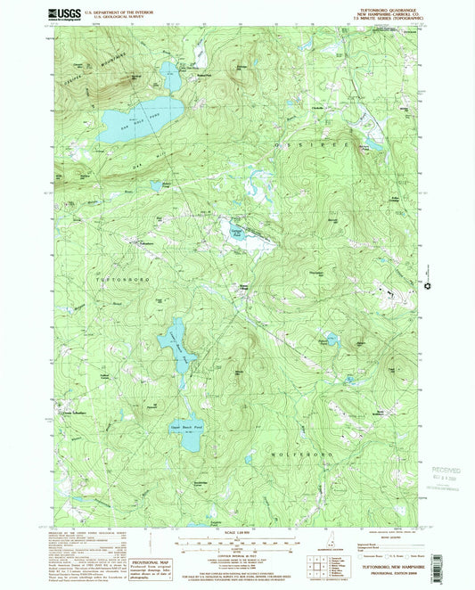 Classic USGS Tuftonboro New Hampshire 7.5'x7.5' Topo Map Image